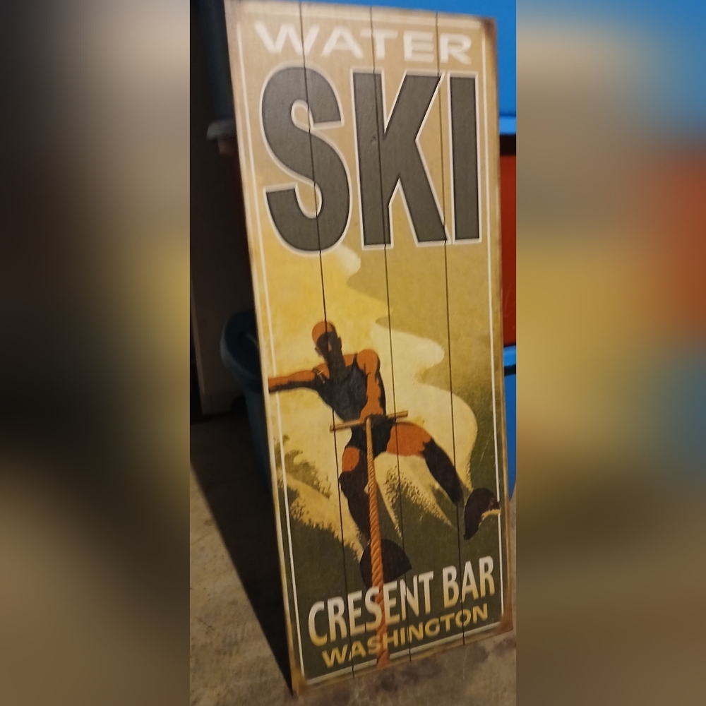 Vintage Water Ski Cresent Bar Sign